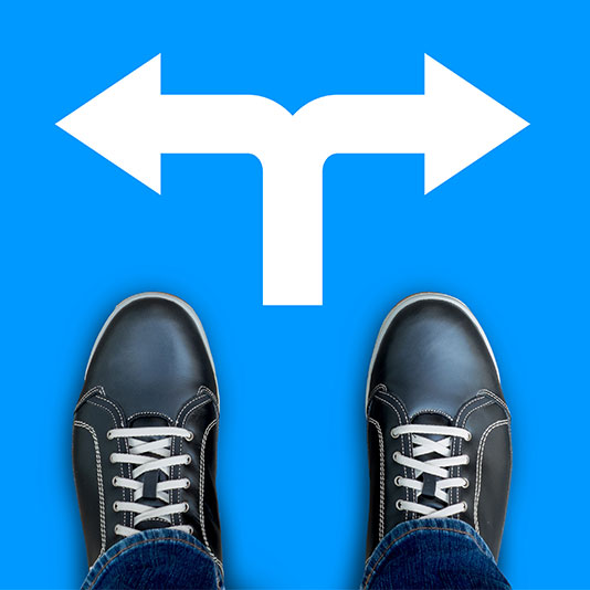 feet with directional arrows